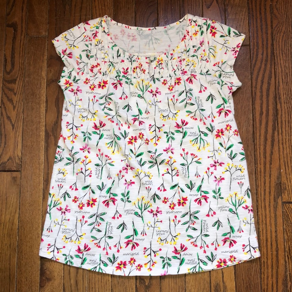 Like new Lands’ End floral knit top popover Size S